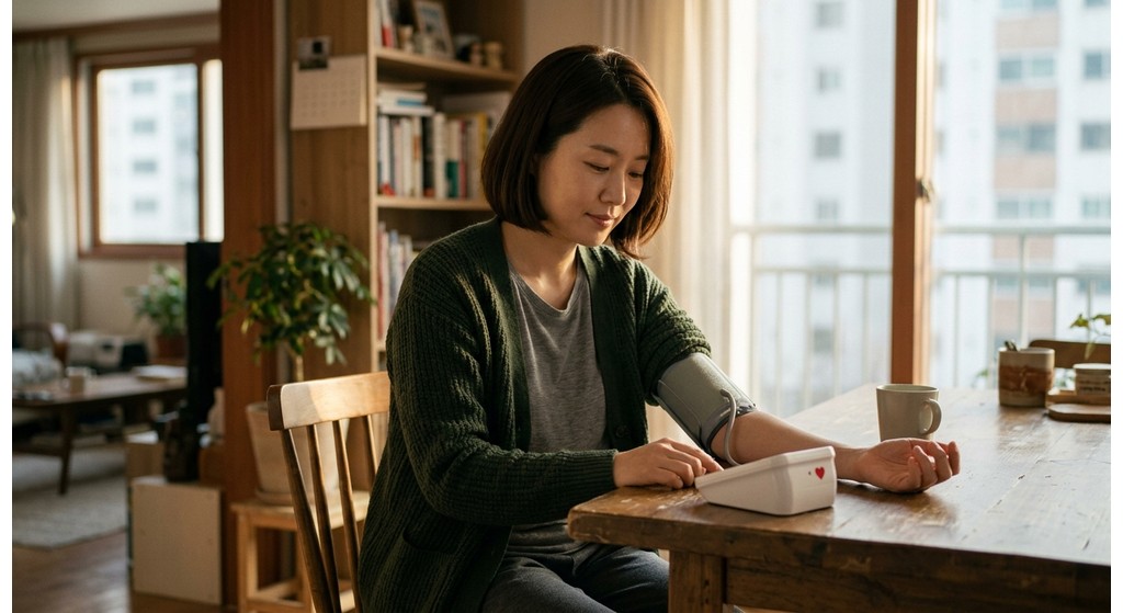 치과 진료실에서 혈압계를 이용해 환자의 혈압을 측정한 후 마취제 종류를 확인하는 의료진